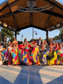 Photograph of cancers celebrating Hispanic Heritage Month at Rochester's International Plaza.