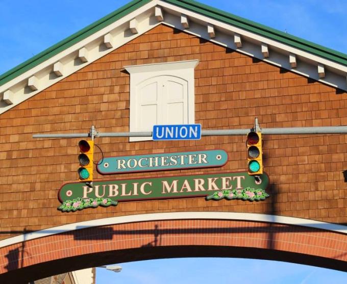 Union Street archway entrance to the City of Rochester Public Market 
