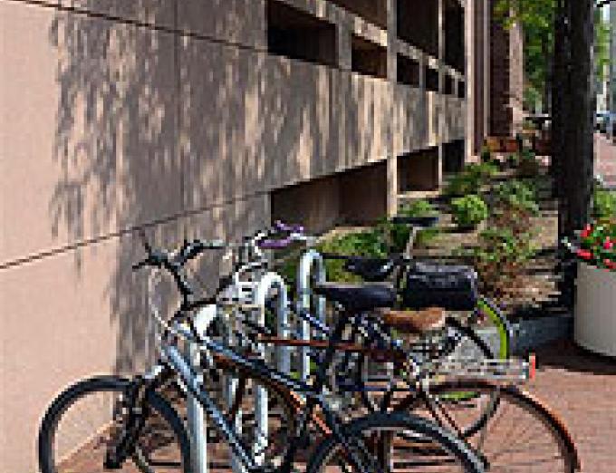 Photo of a bike rack in Rochester.